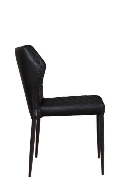 Gepolsterter Gastronomiestuhl Loras-ST Black mit Rautensteppung und schwarzem Aluminiumgestell