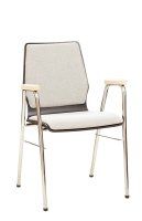 Vorschau: Konferenzstuhl Eruno-220-A50 mit Sitz- und Rückenpolster, Holzlehne, Armlehnen und verchromtem Gestell Frontansicht Vorschau: Konferenzstuhl Eruno-220-A50 mit Sitz- und Rückenpolster, Holzlehne, Armlehnen und verchromtem Gestell Frontansicht