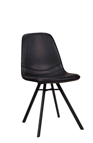 Polsterstuhl Jones Antique Black mit Kunstlederbezug in Schwarz und pulverbeschichtetem Metallgestell