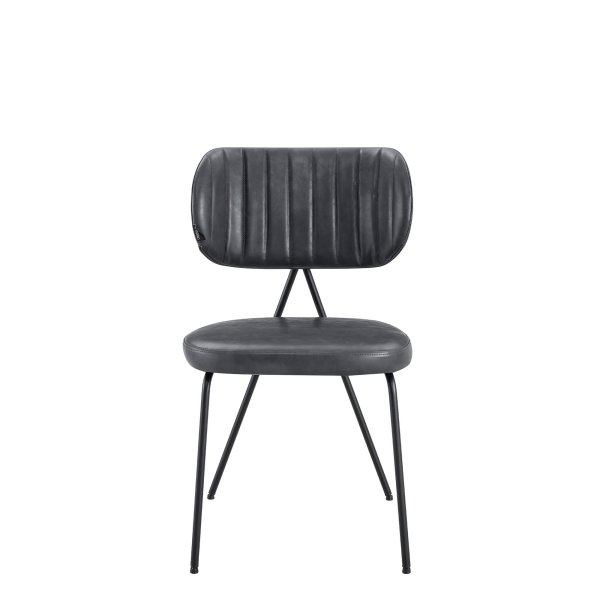 Gastronomie Polsterstuhl Cuba-Nappa Mouse frontal mit Kunstlederbezug und Pfeifensteppung