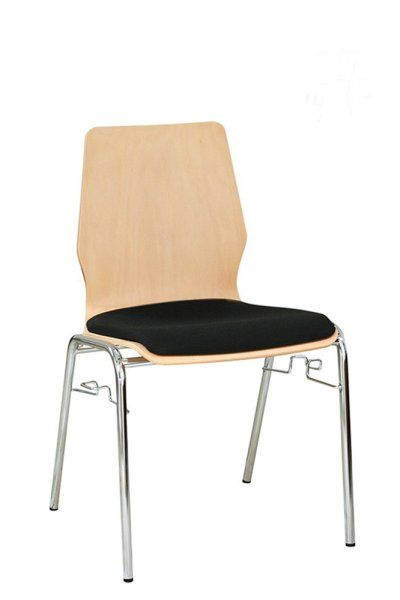 Konferenzstuhl Eruno-320 mit Sitzpolster, verchromtem Metallgestell, stapelbar