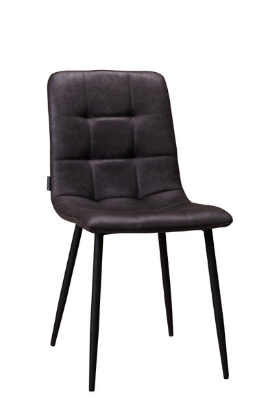 Polsterstuhl Derri Toreador-801 – dunkler Stuhl mit Kassettensteppung und schwarzem Metallgestell für Gastronomie