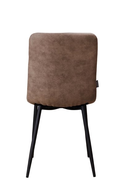 Polsterstuhl Derri Cowboy-808 – brauner Stuhl mit Kassettensteppung und schwarzem Metallgestell Rückseite