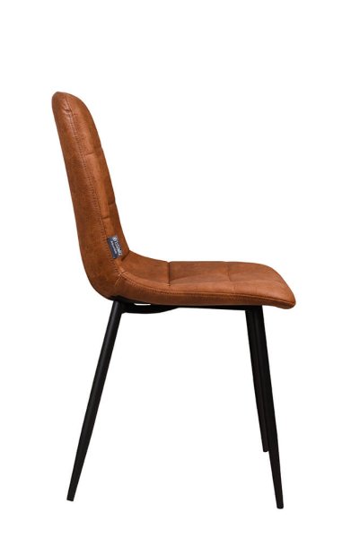 Polsterstuhl Derri Toreador-105 – brauner Stuhl mit Kassettensteppung und schwarzem Metallgestell