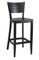 Klassischer Barhocker aus Buchenholz in dunklem Beizton Klassischer Barhocker aus Buchenholz in dunklem Beizton