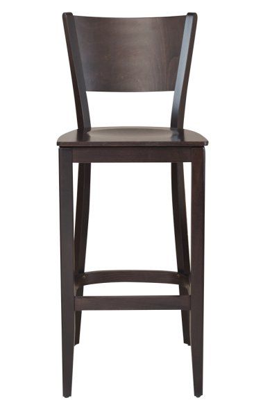 Klassischer Barhocker aus Buchenholz in hellem Beizton American Walnut