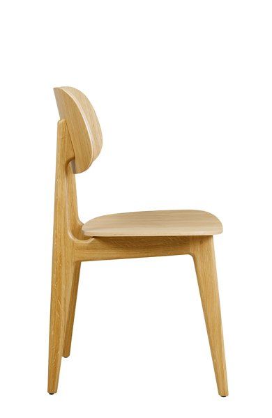 Gastronomiestuhl Cumpo-H mit ergonomischer Sitzfläche aus Eiche für Restaurants und öffentliche Einrichtungen