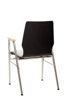 Vorschau: Konferenzstuhl Eruno-210-A50 mit Polstersitz, Holzlehne, Armlehnen und verchromtem Gestell Rückansicht Vorschau: Konferenzstuhl Eruno-210-A50 mit Polstersitz, Holzlehne, Armlehnen und verchromtem Gestell Rückansicht