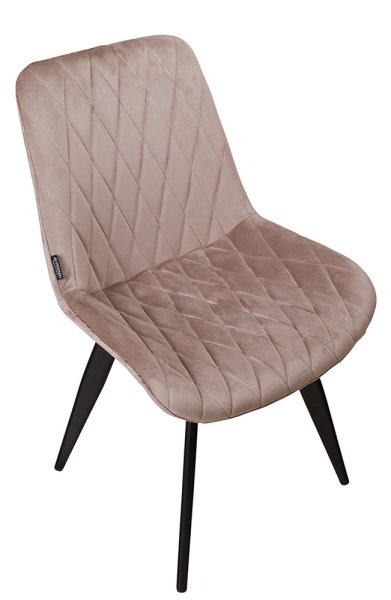 Polsterstuhl Rombo Light Brown – Schalenstuhl mit Rautensteppung und schwarzem Metallgestell für Gastronomie Seitliche Ansicht