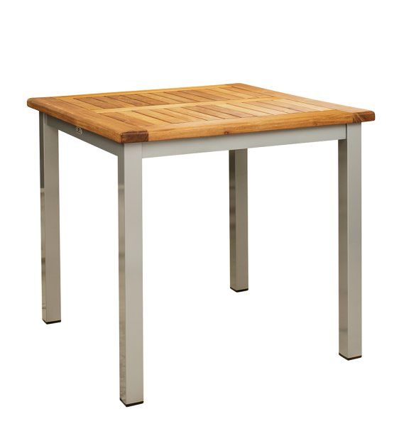 Outdoortischgestell Lexo 80x80 aus Aluminium in Silber – wetterfestes Gastrogestell für Außenbereiche