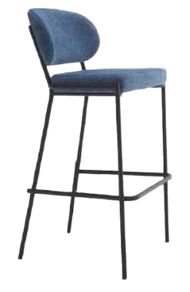 Gepolsterter Barhocker mit Metallgestell und ergonomischem Rücken, Modell Cina-Bar-8090-VP