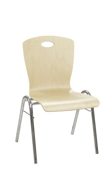 Konferenzstuhl Eruno-800-GLO mit ergonomischer Buchenholzschale und verchromtem Gestell, stapelbar