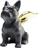 Deko Figur Sitting Angel Dog Gold-Schwarz Deko Figur Sitting Angel Dog Gold-Schwarz