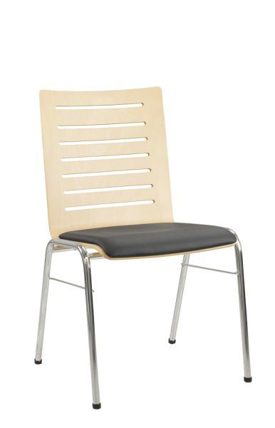 Konferenzstuhl Eruno-410 mit Sitzpolster, verchromtem Metallgestell, stapelbar Frontansicht