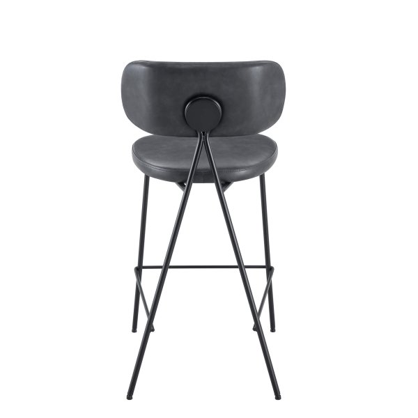 Polsterbarhocker für die Gastronomie Cuba-Bar-Nappa Mouse Rückansicht mit gepolsterter Rückenlehne