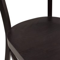 Vorschau: Detailansicht der Sitzfläche des Holzstuhls Lugona: dunkel gebeiztes Massivholz mit ergonomischer Sitzmulde. Vorschau: Detailansicht der Sitzfläche des Holzstuhls Lugona: dunkel gebeiztes Massivholz mit ergonomischer Sitzmulde.