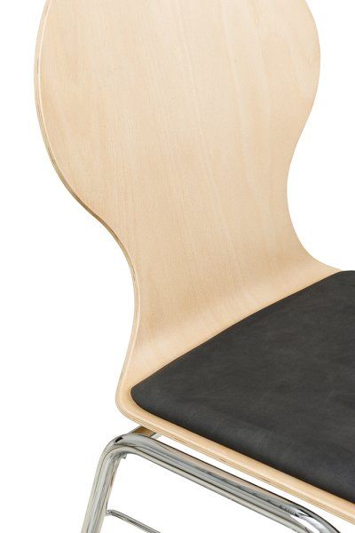 Konferenzstuhl Eruno-110 mit Sitzpolster, verchromtem Metallgestell, stapelbar Beizton: Buche natur | Kosa-7 Detailansicht Sitzfläche