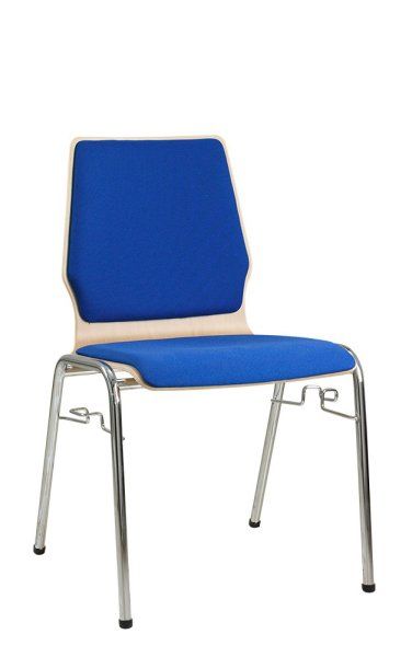 Konferenzstuhl Eruno-220 mit Sitz und Rückenpolster, verchromtem Metallgestell, stapelbar Blau