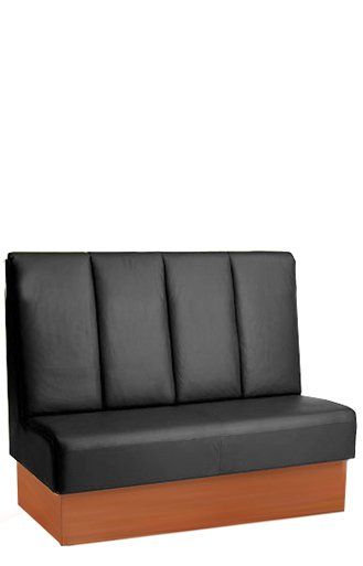 Gastrositzbank mit Sockel in dunklem Kunstleder