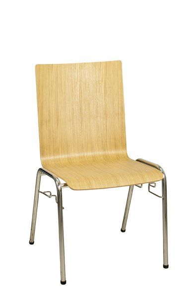 Konferenzstuhl Eruno-300-Eiche, verchromtem Metallgestell, stapelbar