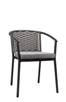 Terrassenstuhl Nea Grey mit Rope-Rückenlehne und Aluminiumgestell für die Gastronomie Terrassenstuhl Nea Grey mit Rope-Rückenlehne und Aluminiumgestell für die Gastronomie
