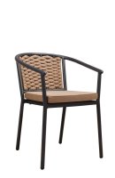 Terrassenstuhl Nea Caramel mit Rope-Rückenlehne und Aluminiumgestell für die Gastronomie Terrassenstuhl Nea Caramel mit Rope-Rückenlehne und Aluminiumgestell für die Gastronomie