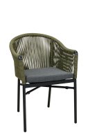 Ramila-TRR Green Terrassenstuhl mit beigem Aluminiumgestell und Textilen-Rücken, stapelbar und wetterfest für Gastronomie Ramila-TRR Green Terrassenstuhl mit beigem Aluminiumgestell und Textilen-Rücken, stapelbar und wetterfest für Gastronomie