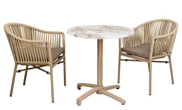 Ramila Macchiato mit Tischgestell Nora-Clap Taupe und Werzalit-Tischplatte