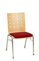 Konferenzstuhl Eruno-510 mit rotem Sitzpolster, verchromtem Metallgestell, stapelbar Beizton: Buche natur | Bezug: Princess 140 Konferenzstuhl Eruno-510 mit rotem Sitzpolster, verchromtem Metallgestell, stapelbar Beizton: Buche natur | Bezug: Princess 140