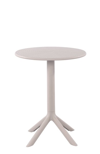 Runder Kunststoff-Gastronomietisch FOMA-T100 in Hellgrau mit stabilem 4-Fuß-Gestell