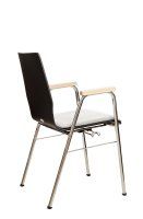 Vorschau: Konferenzstuhl Eruno-210-A50 mit Polstersitz, Holzlehne, Armlehnen und verchromtem Gestell Vorschau: Konferenzstuhl Eruno-210-A50 mit Polstersitz, Holzlehne, Armlehnen und verchromtem Gestell