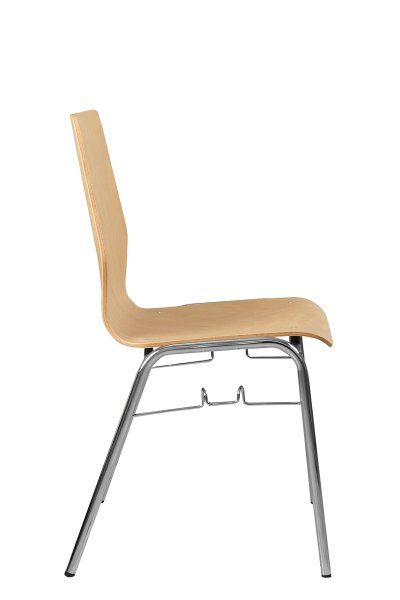 Konferenzstuhl Eruno-200 Buche natur, verchromtem Metallgestell, stapelbar Seitenansicht