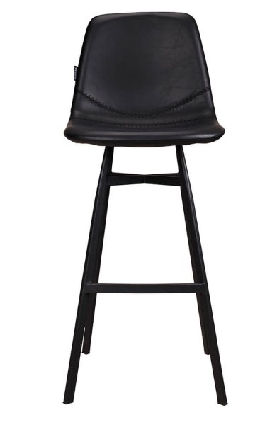 „Polsterbarhocker Jones-Bar mit schwarzem Kunstleder und anthrazitfarbenem Aluminiumgestell“
