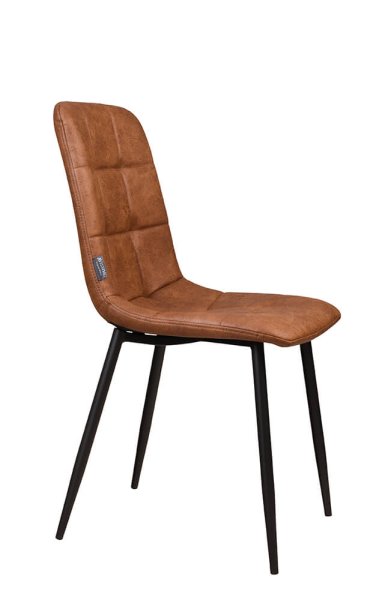 Polsterstuhl Derri Toreador-105 – brauner Stuhl mit Kassettensteppung und schwarzem Metallgestell