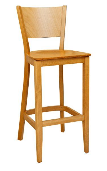 Klassischer Barhocker aus Buchenholz in hellem Beizton Buche dunkel