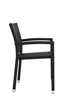 Terrassenstuhl Panama-H48 Black Seagrass aus Kunststoffgeflecht mit Armlehnen und Aluminiumgestell Terrassenstuhl Panama-H48 Black Seagrass aus Kunststoffgeflecht mit Armlehnen und Aluminiumgestell