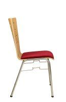 Vorschau: Konferenzstuhl Eruno-510 mit rotem Sitzpolster, verchromtem Metallgestell, stapelbar Beizton: Buche natur | Bezug: Princess 140 Seitenansicht Vorschau: Konferenzstuhl Eruno-510 mit rotem Sitzpolster, verchromtem Metallgestell, stapelbar Beizton: Buche natur | Bezug: Princess 140 Seitenansicht