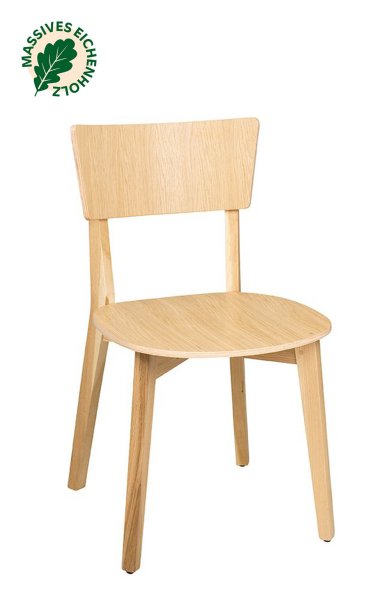 Holzstuhl Dimoni Eiche – Holzstuhl mit massivem Eichengestell und gerundeter Schichtholzschale