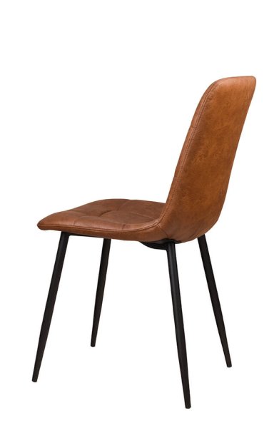 Polsterstuhl Derri Toreador-105 – brauner Stuhl mit Kassettensteppung und schwarzem Metallgestell