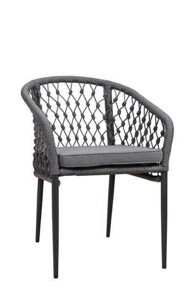 Romiana Terrassenstuhl mit Aluminiumgestell, Kunststoff-Geflecht und komfortablem Sitzkissen für den Gastronomiebereich