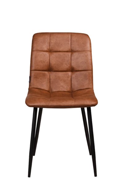 Polsterstuhl Derri Toreador-105 – brauner Stuhl mit Kassettensteppung und schwarzem Metallgestell