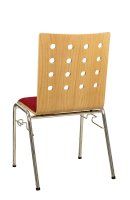 Vorschau: Konferenzstuhl Eruno-510 mit rotem Sitzpolster, verchromtem Metallgestell, stapelbar Beizton: Buche natur | Bezug: Princess 140 Rückansicht Vorschau: Konferenzstuhl Eruno-510 mit rotem Sitzpolster, verchromtem Metallgestell, stapelbar Beizton: Buche natur | Bezug: Princess 140 Rückansicht