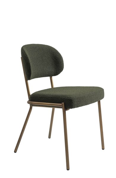 Gepolsterter Gastronomiestuhl Cina-80902-VP mit grünem Stoffbezug und Metallgestell – ergonomisch, stabil und konfigurierbar