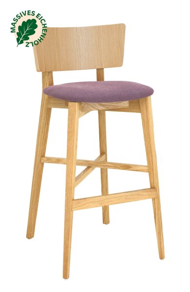Gastronomiebarhocker Holz – Dimoni-Bar-P Eiche mit Polstersitz und 77 cm Sitzhöhe