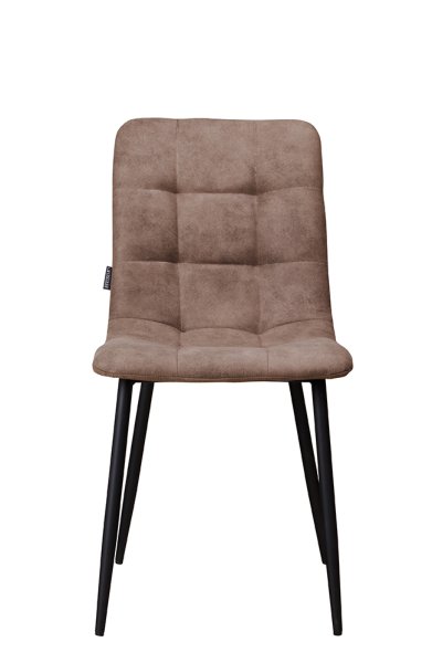 Polsterstuhl Derri Cowboy-808 – brauner Stuhl mit Kassettensteppung und schwarzem Metallgestell