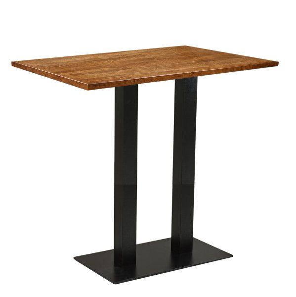 Tischgestell aus Metall mit zwei Säulen Anwendungsbeispiel mit Platte Massivholz 25 mm