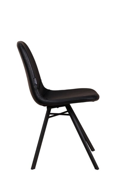 Polsterstuhl Jones Antique Black mit Kunstlederbezug in Schwarz und pulverbeschichtetem Metallgestell