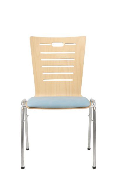 Konferenzstuhl Eruno-612 mit Sitzpolster, verchromtem Metallgestell, stapelbar Frontansicht