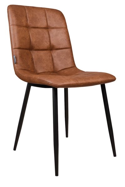 Polsterstuhl Derri Toreador-105 – brauner Stuhl mit Kassettensteppung und schwarzem Metallgestell