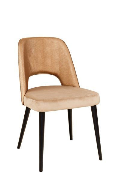 Polsterstuhl Gastronomie Sona-200, Beizton: Schwarz / Bezug Sitz: Riviera-24 / Bezug Rücken: Mercader bambu Bronze_Vorderansicht